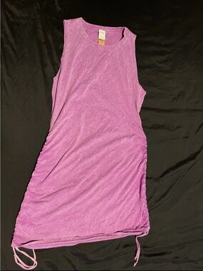 Women's Sleeveless Ruched Tank Dress - Purple